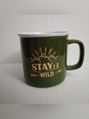 Member's Mark Stay Wild Coffee Mug Cup Green With White Rim 18.4 Oz